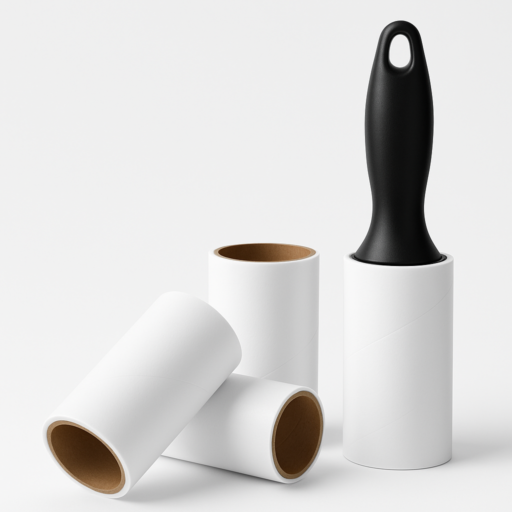 Rouleau Adhésif Vinabo Anti-Poils – 4 Recharges + 1 Poignée, Pour Vêtements, Meubles et Cheveux