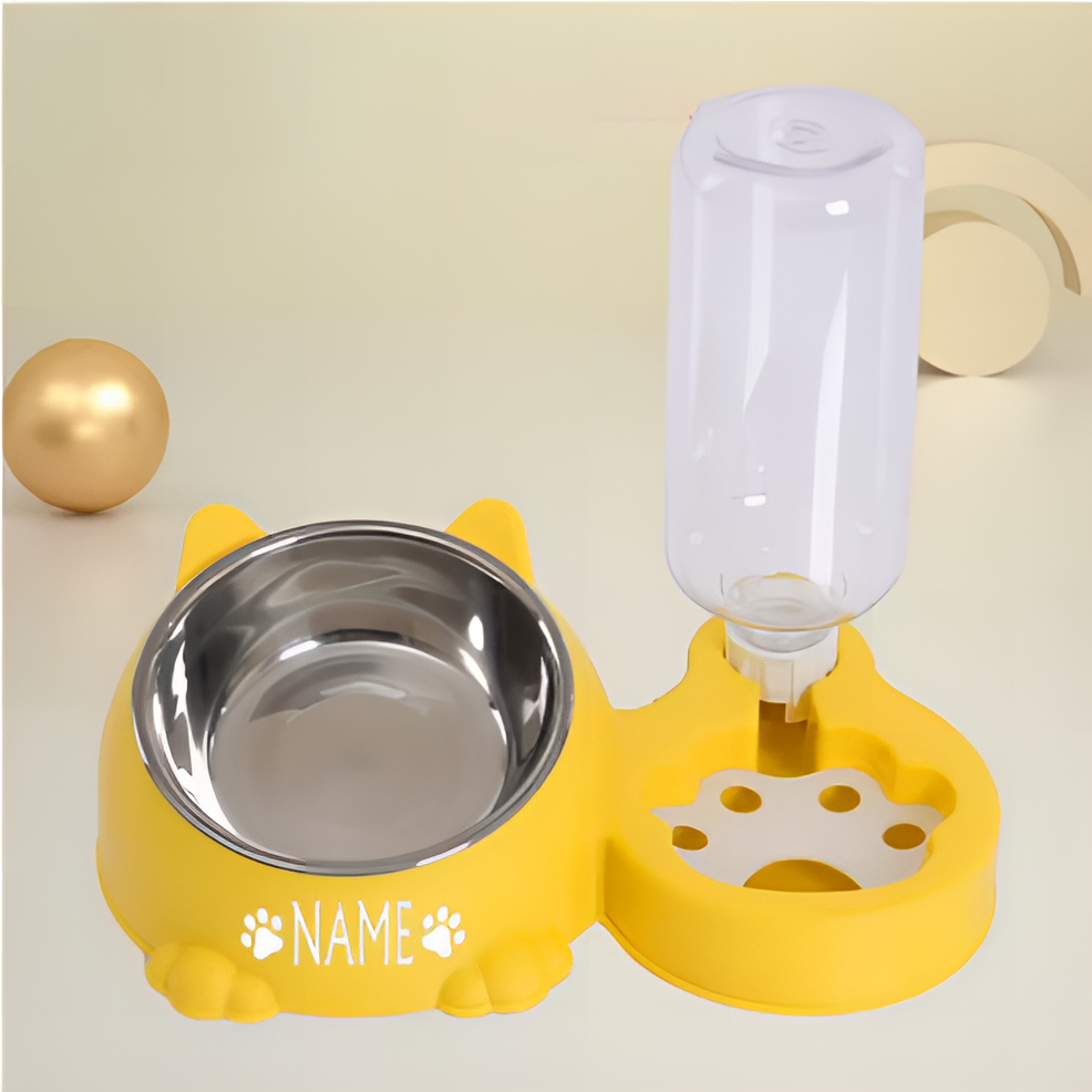 Gamelles inclinées 2 en 1 pour chat avec distributeur d'eau