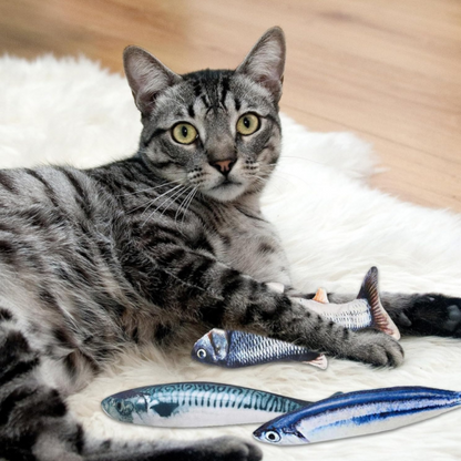 Lot de 3 Jouets Poisson en Peluche avec Herbe à Chat – Stimulation, Jeu et Détente pour Chats d’Intérieur