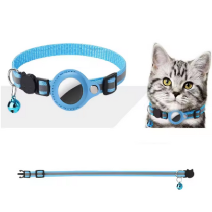 Collier AirTag en Cuir pour Chat avec Clochette – Collier Anti-Rupture avec Support Apple Air Tag