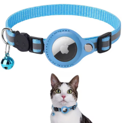 Collier AirTag en Cuir pour Chat avec Clochette – Collier Anti-Rupture avec Support Apple Air Tag