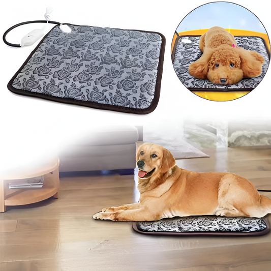Tapis Chauffant Électrique pour Animaux de Compagnie – Coussin Chauffant Étanche à Température Réglable avec Minuterie – Fourniture de Couchage pour Chiens et Chats