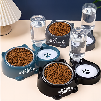 Gamelles inclinées 2 en 1 pour chat avec distributeur d'eau