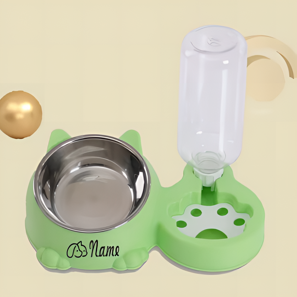 Gamelles inclinées 2 en 1 pour chat avec distributeur d'eau